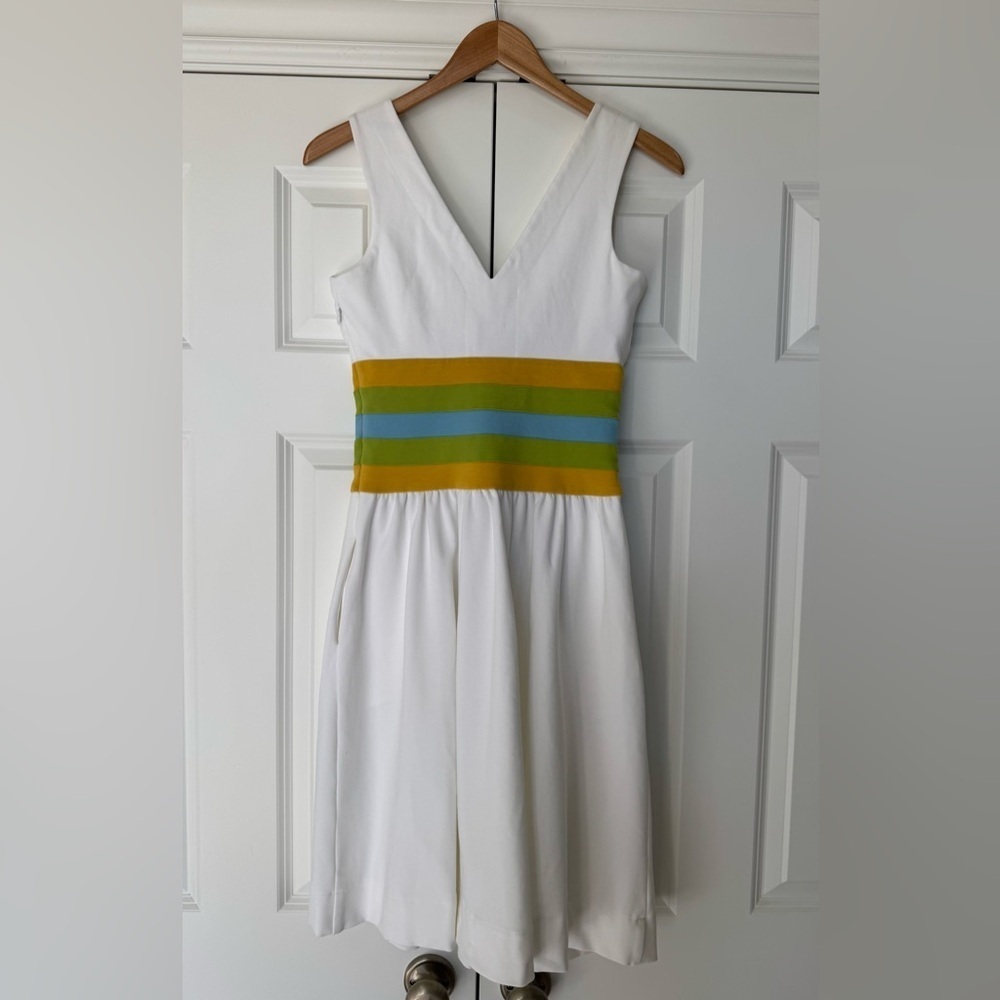 Diane von Furstenberg DVF Stripe A Line Swing Dress White Size 4 Spring Summer